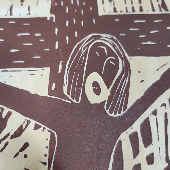 VTG Jesus Christ Crucifix Abstract Art Brown Daniel Cesio Expressionist Original - Picture 11 of 16